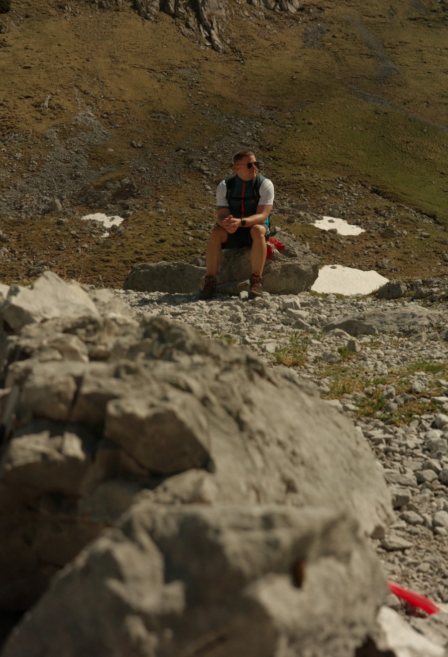 Wanderpause auf der Lamsenjochhütte