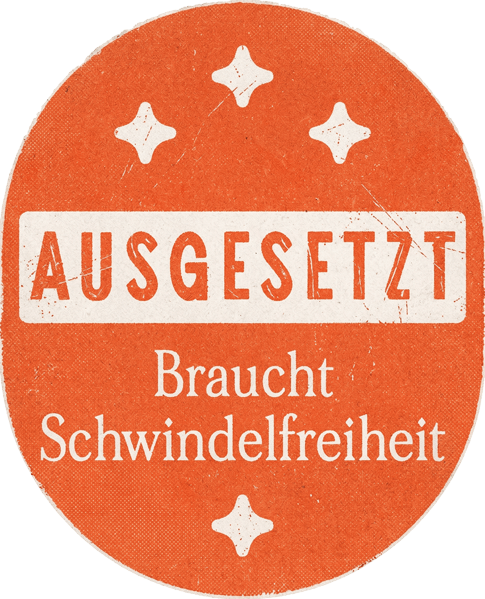 Saumpfad-Wegmarke „Ausgesetzt“: schmale oder steile Passagen, die Trittsicherheit und Schwindelfreiheit erfordern.