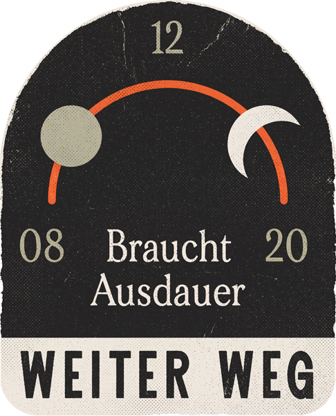 Saumpfad-Wegmarke „Weiter Weg“: längere Wanderung, die Ausdauer, ausreichend Zeit und eine gute Krafteinteilung braucht.